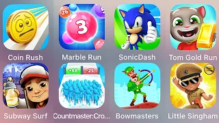 Bowmasters,Supreme Duelist,Count Master 3D,Subway Surf,Tom Hero,Marble Run,Sonic Dash,Tom Gold Run