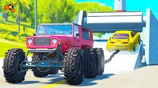 Beamng drive - Tug of War vs. Large Roller crushes