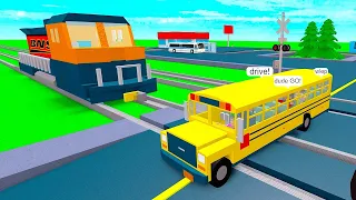 Roblox Train VS School Bus Full Of PLAYERS - Funny Hilarious Moments!