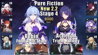 E0 Robin FuA & E0 Acheron Triple Nihility | New Pure Fiction 4 2.2 | 80k Points 3 Stars | Star Rail