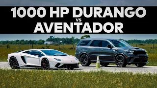 Lamborghini Aventador vs 1000 HP Dodge Durango // DRAG RACE!