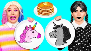 Pancake Art Challenge with Wednesday Addams by Fun Challenge