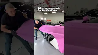 Pink Glitter Car Wrap ✨🔥 #asmr #asmrsounds #pinkglitter #pink #carwrap #carwrapping