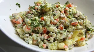 ASMR/ BEST POTATO salad recipe, Russian OLIVIER version, Вкусный салат ОЛИВЬЕ рецепт