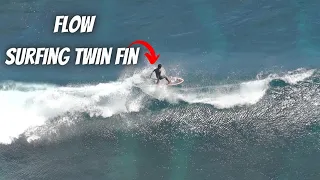 Classic Twin Fin Surfing Glassy Wave, Bali Surfing 2021