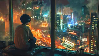 Rainy night 🌧 study peacefully and relax 📚 go to work lofi chill night ~ escape the daily routine
