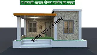 पीएम आवास योजना ग्रामीण घर / कालोनी का नक्शा , गाँव में मात्र 1.5 लाख में घर का नक्शा