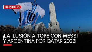 Playera gigante de Messi vuela sobre Argentina