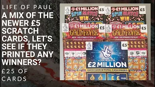 National lottery scratch cards. £25 of the new Lotto £5 scratch tickets 2022