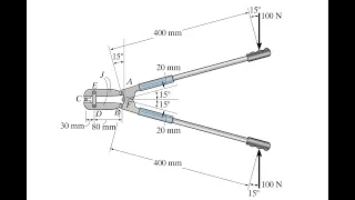 Statics 6.87 - Determine the force that the jaws J of the metal cutters exert on the smooth cable C.