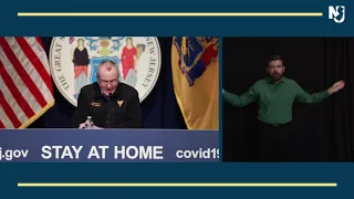 ASL TRANSLATION: Governor Phil Murphy holds a coronavirus briefing in Trenton on April 18, 2020.