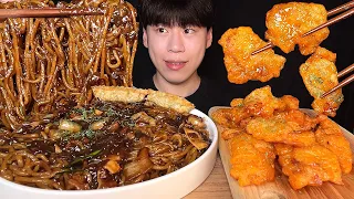 SUB)Chinese food black bean noodles(jajangmyeon) & guobaorou eating show korean mukbang asmr