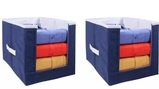 🟦 Meesho Cloth Storage  Foldable Wardrobe/ Storage Box for Clothes for ₹ 400/- 🟦