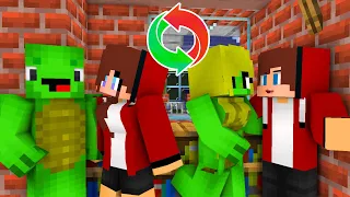 JJ and Mikey Sister Swap - Family Exchange Challenge - Maizen Minecraft Animation