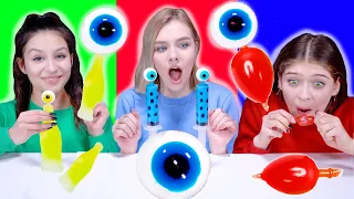 Tik Tok Food Party | Gummy Eyeballs Drink, Wax Bottles, One, Ten or One Hundred Challenge