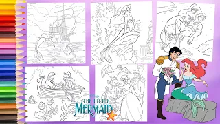 Coloring The Little Mermaid Princess Ariel Prince Eric Flounder Sebastian King Triton Coloring Pages