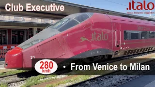 From Venice to Milan with the fast train (280km/h) Italo Treno Club Executive + Vending Machines 4K
