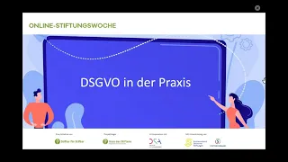 "DSGVO in der Praxis" ONLINE-STIFTUNGSWOCHE 2020 - Haus des Stiftens