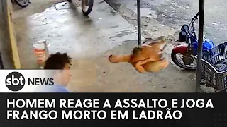 Homem reage a assalto e atira frango morto em ladrão no Ceará
