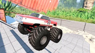 Monster Car VS Stairs Jump Extreme Test Suspension #85 BeamNG drive