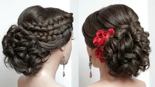 Bridal Hairstyle For Long Hair Tutorial. Wedding Updo With French Braids.