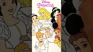 Coloring Disney Princess Cinderella Snow White Belle Ariel Jasmine Aurora