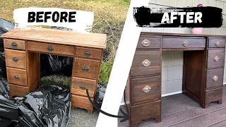 You Won't Believe What I Found In The Trash! Antique Wood Desk Furniture Flip #flippingfurniture