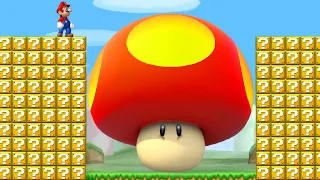 Can Mario Jump over 999 Item Blocks and Collect 999 Giga Mushrooms in New Super Mario Bros. U ?