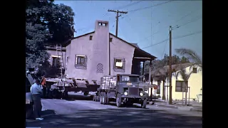 Moving a house in 1938. San Bernardino CA 1938-39. 16mm Color Home Movie.