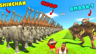 SHINCHAN vs CHOP vs AMAAN-T | ANIMAL REVOLT BATTLE SIMULATOR Dinosaur Game |AMAN-YT