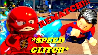 Superman vs The Flash Justice League REMATCH Race with SPEED GLITCH in Lego DC Super Villains | DCEU