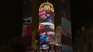 Beautiful Light show at Galata Tower, Istanbul