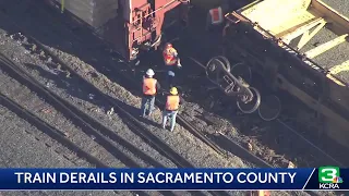 A Union Pacific train derailed in Sacramento County near the Roseville train yard, officials say.