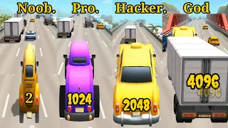 2048 Race | Noob vs Pro vs Hacker vs God in 2048 race | 2048 car race | Jelly car 2048