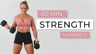 60 MIN DUMBBELL WORKOUT | Full Body Strength Supersets + Abs