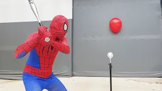 Spider Man Balloon Popping Trick Shots!