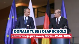 Donald Tusk Olaf Scholz | Konferencja prasowa, Berlin, 12.02.2024