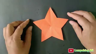 Cara Membuat Bintang dari Kertas Origami, " SEKALI POTONG" sisi sama semua
