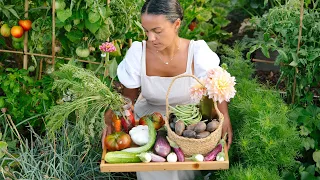 #35 TOUR MY SUMMER VEGETABLE GARDEN | Harvesting & Cooking (Countryside Life)