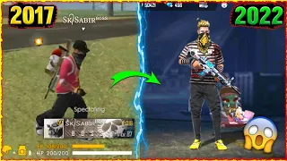 FREE FIRE PLAYERS 2017 VS 2022 - @sksabir-gaming OLD vs NEW id | Garena Free fire [PART 77]