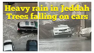 Heavy Rain Jeddah city View | heavy rain and thunderstorm sounds in Jeddah Saudi Arabia