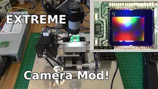 Bayer filter removal on a Pi Camera: Laser stripping,  CFA removal, debayering,  and UV conversion.