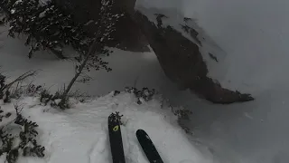 Ski Base Jump in Wyoming Backcountry