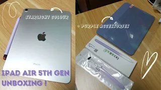 iPad Air 5 Unboxing (Starlight) | Goojodoq GD 13 Pencil | Purple Accessories 💜