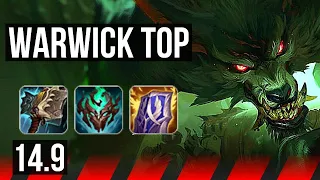 WARWICK vs MALPHITE (TOP) | 10 solo kills, 14/3/7, 700+ games | KR Master | 14.9