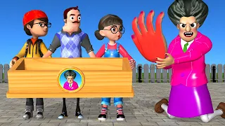 Scary Teacher 3D Hello Neighbor Troll Miss T Who Faster Hands Game Wood Door vs Nick and Tani