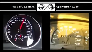 VW Golf 7 1.5 TSI ACT VS. Opel Vectra A 2.0 8V - Acceleration 0-100km/h