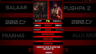 PUSHPA 2 VS SALAAR🤯 |Comparison Budget|Relase date| Actor Fees#shortsvideo #shortsfeeds