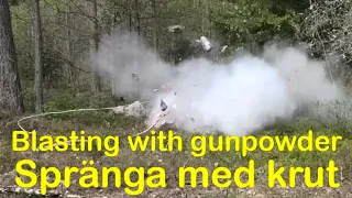 Blasting rock with gunpowder / Spränga sten med krut på gården