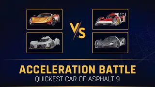 Asphalt 9 ACCELERATION BATTLE - Which Is the Quickest Car In Game? Ares vs Peugeot vs SCG vs Owl